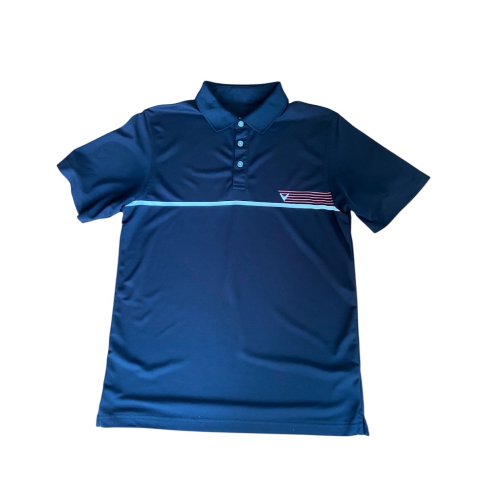 Men's Callaway Large black White Red Striped Polo Shirt golf shirt